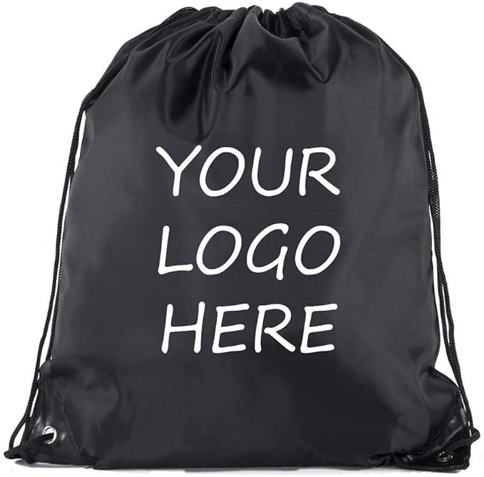 Mato & Hash Custom Bags With Your Logo | 20PK Promotional Drawstring Backpack - 20PK Black CE2500