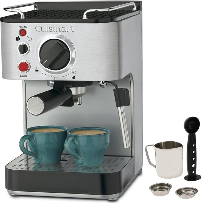Cuisinart EM-100fr 15-Bar Stainless Steel Espresso Maker (Renewed) Bundle with 2 YR CPS Enhanced Protection Pack