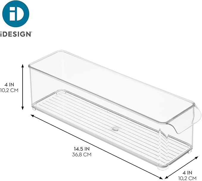 iDesign Stackable Fridge or Freezer Storage Bin with Front Handle, Set of 6, Clear, Made in the USA
