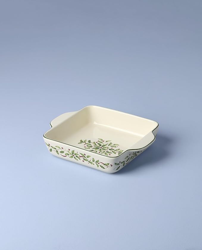 Lenox 898091 Holiday Square Baking Dish, Christmas, Festive Kitchen Decor