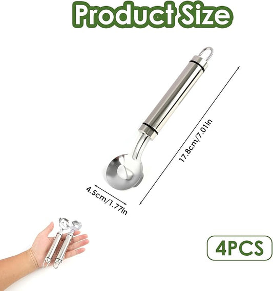 Cactus Peeler, 4 Pack 7" Long Handle Stainless Steel Steel Cuchara Pelador de Nopales, Safe Prickly Plant Slicer for Succulents & Nopales, Multifunctional Cactus & Chinese Noodle Cutter Tool