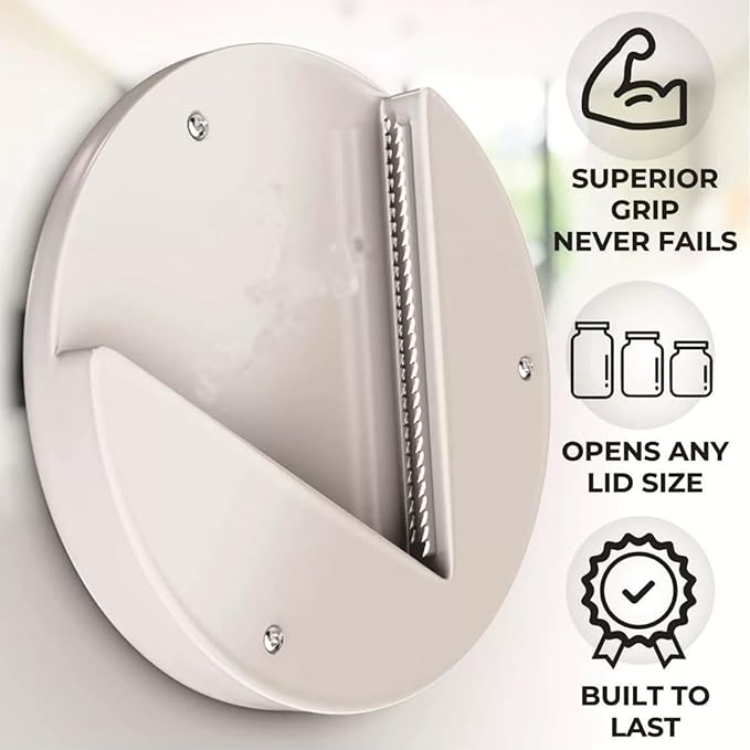 Jar Opener for Seniors & Arthritis - Under Cabinet Mount, Easy Grip for Weak Hands, Effortless Twist to Open Any Jar, Bottle & Lid, Rust-Proof Adjustable Opener