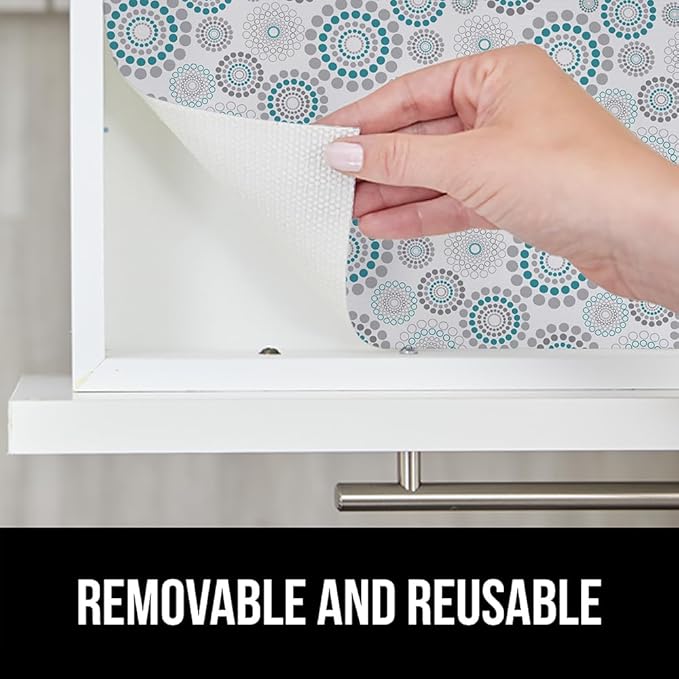 GORILLA GRIP DripGuard Shelf Liner, Non Adhesive Drawer and Kitchen Cabinet Protector, Slip Resistant BPA Free Smooth Surface Plastic Liners for Cabinets, Bathrooms, Closets, 17.5x120 Inch, Spiral