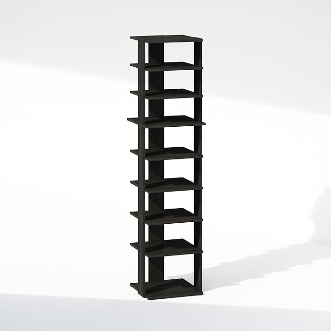 Furinno Turn-N-Tube Corner Shelf, 9-Tier Display Rack, Vertical Corner Storage Rack, Space Saving Organization and Storage, Entryway, Living Room, Closet, Espresso