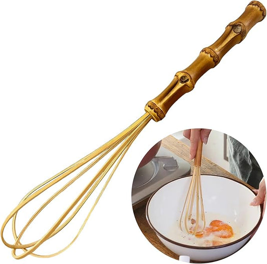 Wooden Whisk, Handcrafted Bamboo Whisks for Cooking Non Scratch, Balloon Whisk for Pancake Batter, Eggs and Sauces, Wooden Whisks Tool For Nonstick Cookware Pans, Bamboo Cooking Utensils (Big Whisk)