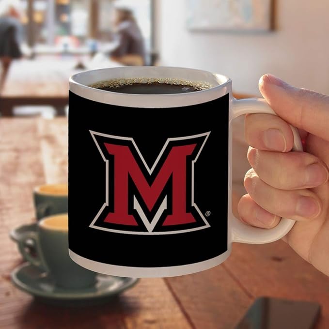 Miami University RedHawks Logo Ceramic Coffee Mug, Novelty Gift Mugs for Coffee, Tea and Hot Drinks, 11oz, White