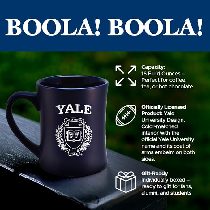 Yale Bulldogs Ceramic 16oz Sculpted Mug – Official Team Logo Coffee Cup – Handwash Recommended – Individually Boxed