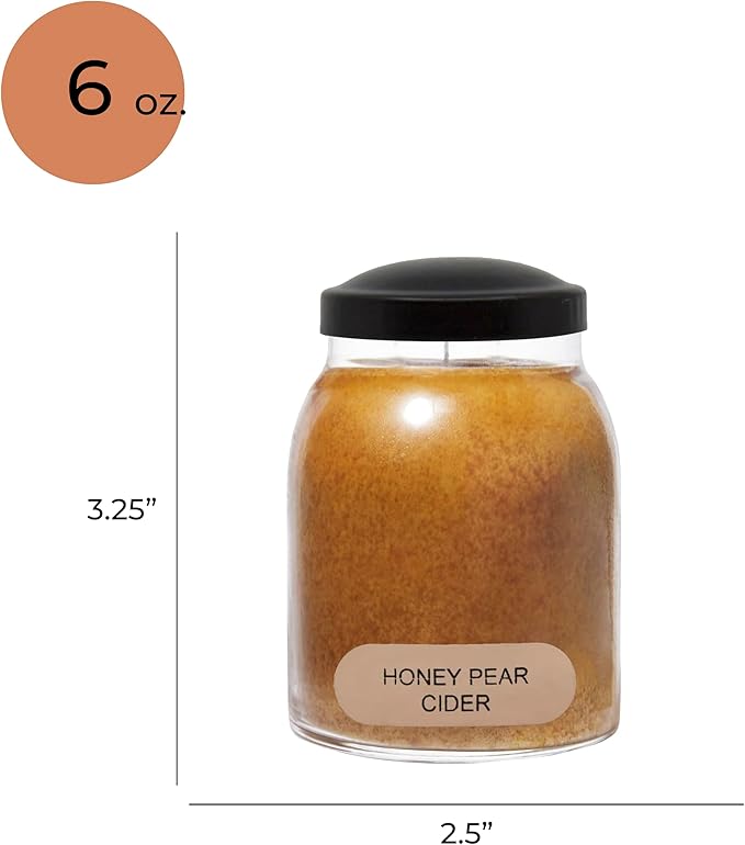 A Cheerful Giver - Honey Pear Cider Baby Scented Glass Jar Candle (6oz) with Lid & True to Life Fragrance Made in USA