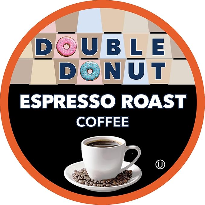 Double Donut Coffee Espresso Roast Blend in Recyclable Single Serve Espresso Pods for the Keurig K Cup Machine, 24 Count (Pack of 3)
