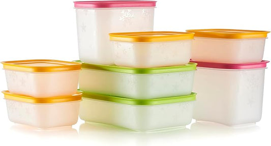 Tupperware Freezer Mates Gen II 8 Piece Food Storage Container Set, Dishwasher Safe and BPA Free (8 Containers, 8 Lids)