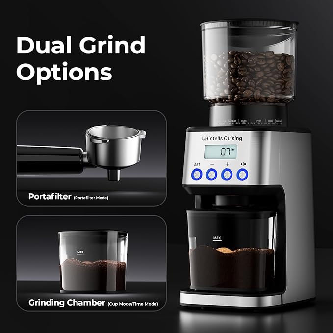 Burr Coffee Grinder, Electric Coffee Grinder with 51 Grind Settings, Precision Timer, Stainless Steel Espresso Grinder with Anti-Static Design, Easy Clean and 3 Modes