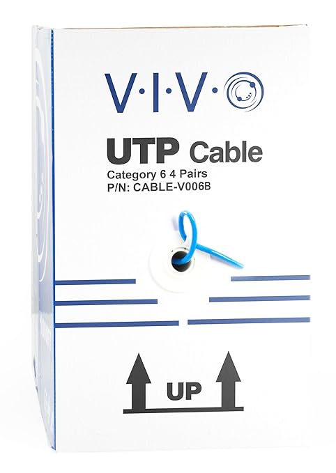 VIVO 500ft Bulk Cat6 Wire, CCA Ethernet Cable, 23 AWG, UTP Pull Box, LAN Network, Blue, CABLE-V006B