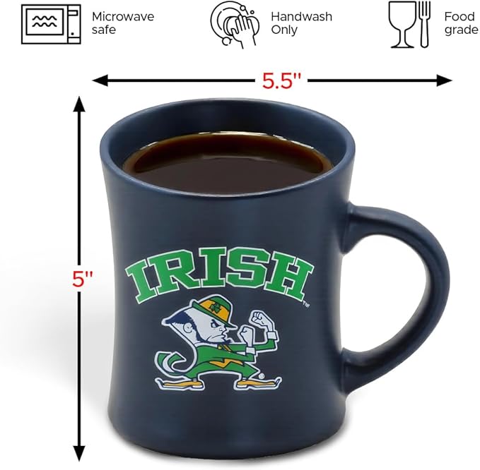 Notre Dame Fighting Irish Ceramic 16oz Sculpted Mug – Official Team Logo Coffee Cup – Handwash Recommended – Individually Boxed