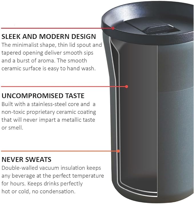 KYOCERA 17 oz Ceramic Coated Tumbler with Lid - Dark Gray
