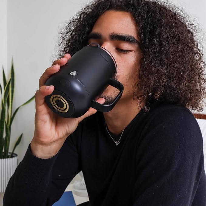 Ciups - Smart Heated Coffee Mug, 16 oz, 4-Hour Battery Life, Cup Warmer, Self Heating, Temperature Control, LED Display, Black
