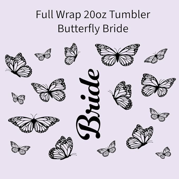 Bride Tumbler with Butterfly Wrap – 20oz Stainless Steel Cup, Bridal Shower or Bachelorette Gift for Bride-to-Be
