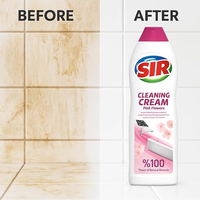 Tribello Multipurpose Surface Cleaner Cream for Kitchen & Bathroom, 100% Dirt Removal with Natural Cleaning Particles - Large 735ML / 25OZ (Pink Flowers)