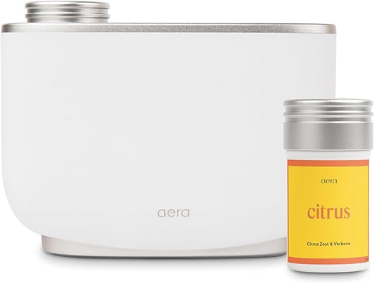 Aera Essential Oil Fragrance Diffuser + Citrus Scent Refill for Large Rooms (500–1000 Sq Ft), Alexa Compatible + App Controlled Aromatherapy Smart Waterless Diffuser – Hypoallergenic & Pet Safe