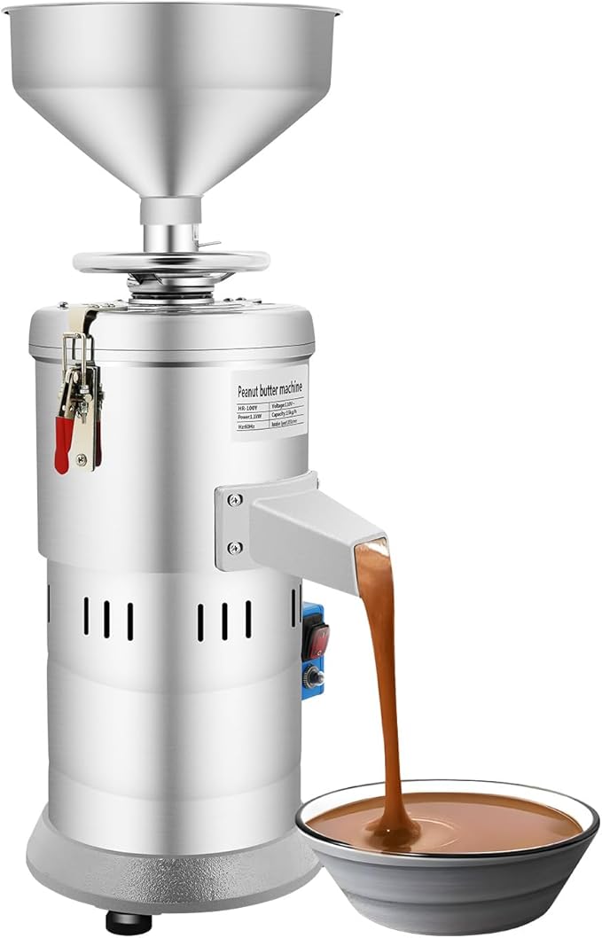 Electric Grain Grinder, Peanut Butter Maker Machine Sesame Sauce Grinder 110V 1100W Low Noise Household/Commercial Mill, High-Speed Grinding for Dry Ingredients like Herbs Spices Coffee Corn Beans