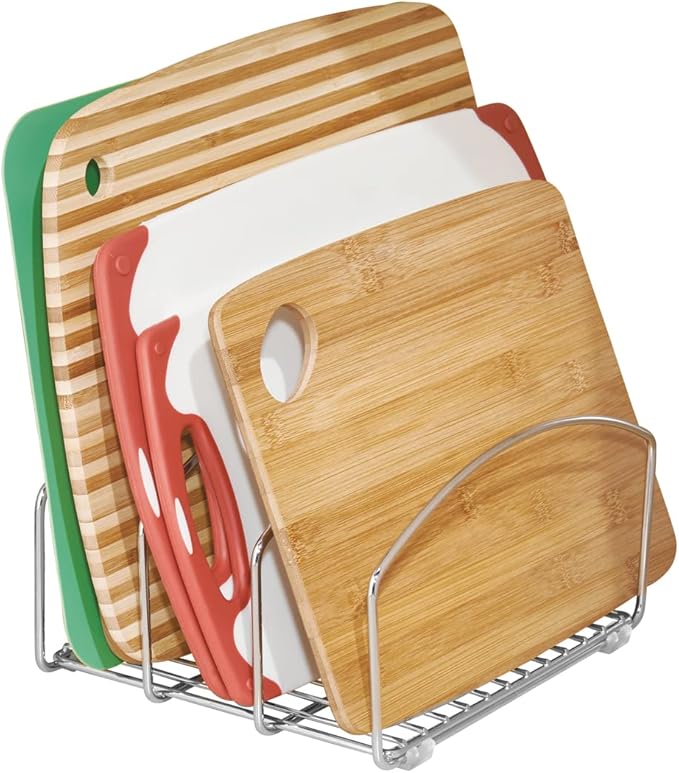 iDesign Classico Kitchen Cookware Organizer for Cutting Boards and Cookie/Baking Sheets - Chrome 8.5" x 10" x 5.75"