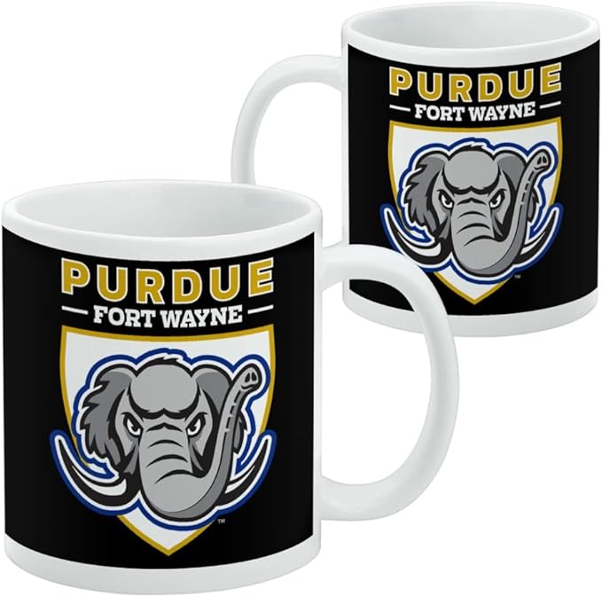 Purdue University - Fort Wayne Primary Logo Ceramic Coffee Mug, Novelty Gift Mugs for Coffee, Tea and Hot Drinks, 11oz, White
