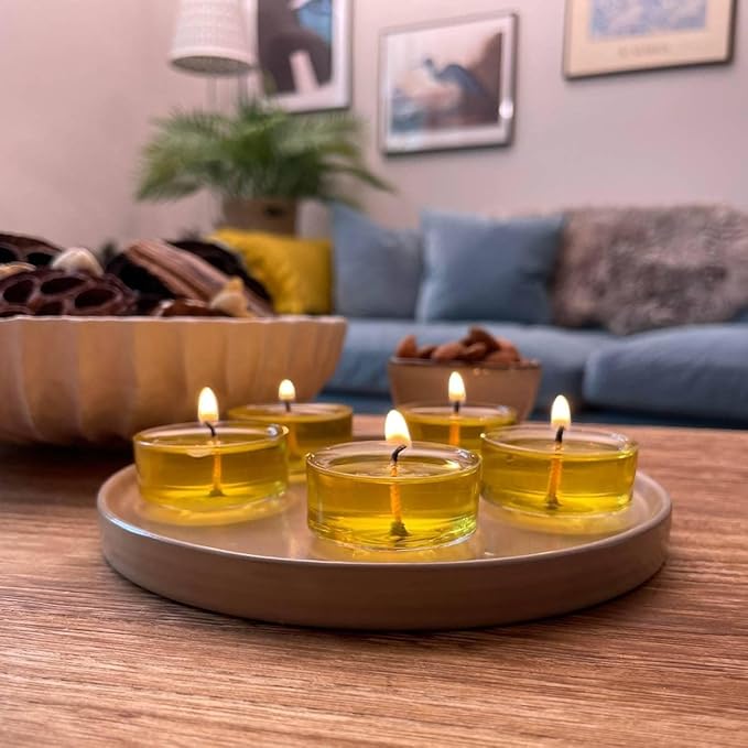 PartyLite Set of 12 Tea Lights Candles, Sweet Baked Pears and Ground Almonds Scent, Aromatherapy Scented Candles Gift Set, Up to 4 to 6 Hours Burn Time