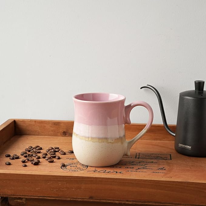 Bosmarlin Large Ceramic Coffee Mug, 20 Oz, Big Tea Cup for Office and Home, Dishwasher and Microwave Safe (Pink, 20 Oz)
