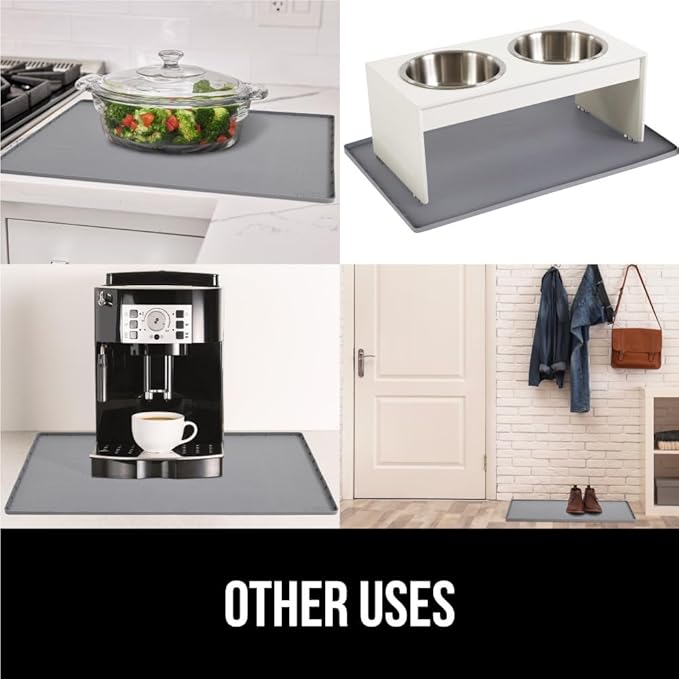 GORILLA GRIP Waterproof Silicone Under Sink Mat with Raised Lip for Kitchen and Bathroom, 31 x 22 in, Cabinet Shelf Liner Stay in Place Mats Dishwasher Safe Drawer Liner, Organizer Tray, Gray