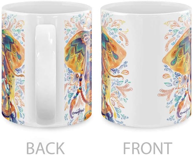MUGBREW Watercolor Indian Boho Elephants Ceramic Coffee Mug Tea Cup, 11 OZ