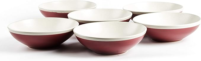 Rock Ridge Speckled Stoneware Dinnerware Set (18pc Set, Garnet and Ivory)