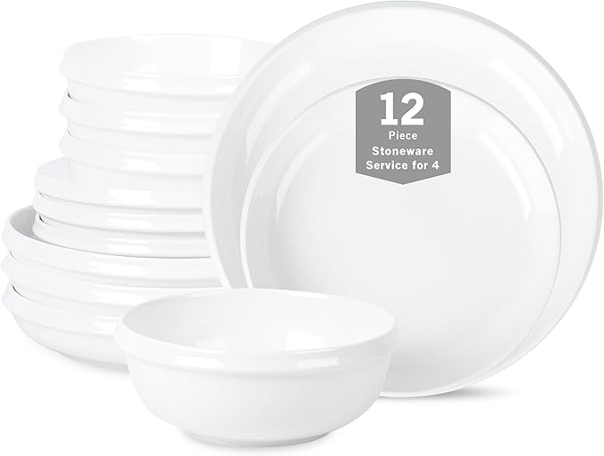 Stone Lain Verso 12-Piece Dinnerware Set Porcelain, White