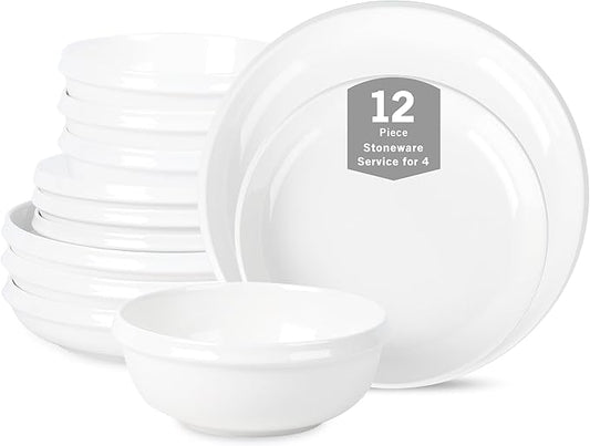 Stone Lain Verso 12-Piece Dinnerware Set Porcelain, White
