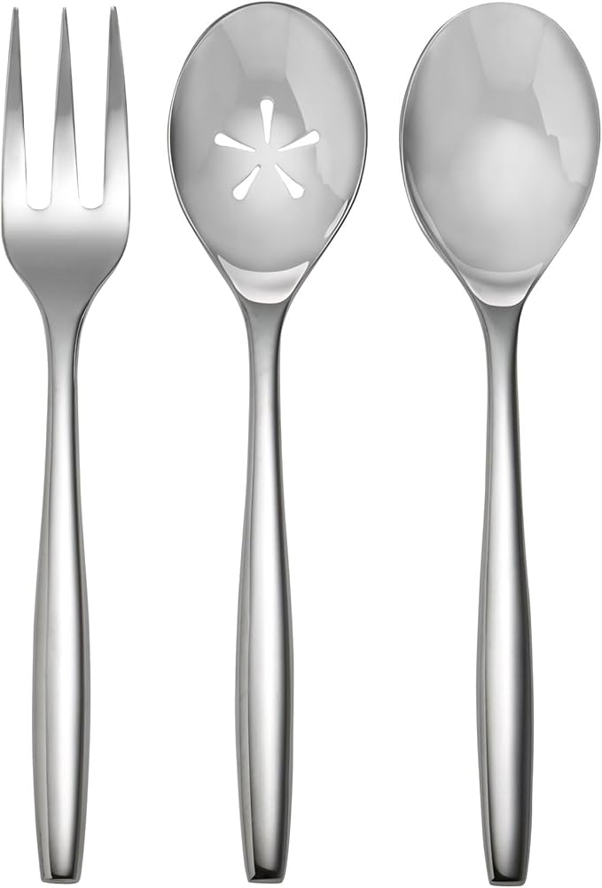 Nambé Aidan 45-Piece Stainless Steel Silverware Set – Forged Cutlery with Rounded Handles & Balanced Weight – Durable, Elegant Flatware for Everyday Dining & Entertaining, Long-Lasting Mirror Finish