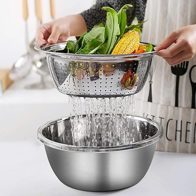 𝟭𝟱 𝗬𝗲𝗮𝗿𝘀 𝗪𝗮𝗿𝗿𝗮𝗻𝘁𝘆 3-in-1 Multifunctional Stainless Steel with Grater,Drain Basin and Solid Basin for Cutting/Washing Vegetables & Fruits Easily and Conveniently