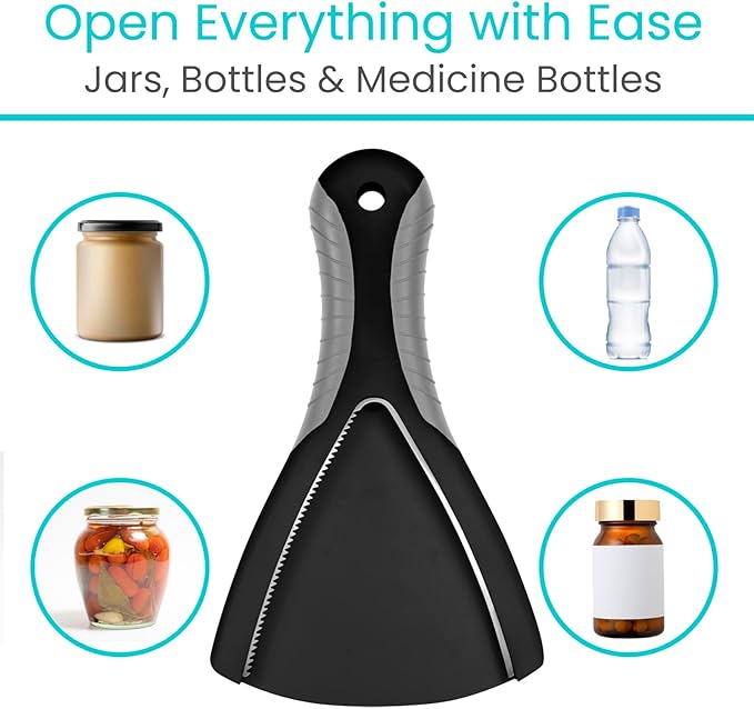 Vive Jar Opener - Bottle Openers for Seniors - Can & Lids Effortless Tool Opener for Weak Arthritic Hands - Easy Open Adjustable Grip for Elderly