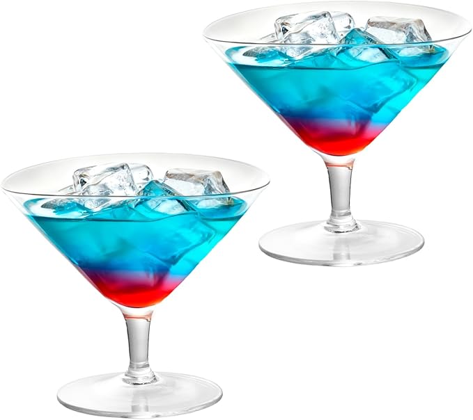 KAMMAK Martini Glasses Set of 2, 5.41 oz Clear Crystal Cocktail Glasses with Stem, Reusable Cocktail Glassware for Wedding Birthday Party, Bar, Margarita, Whiskey, Gin, Tequila, DS05