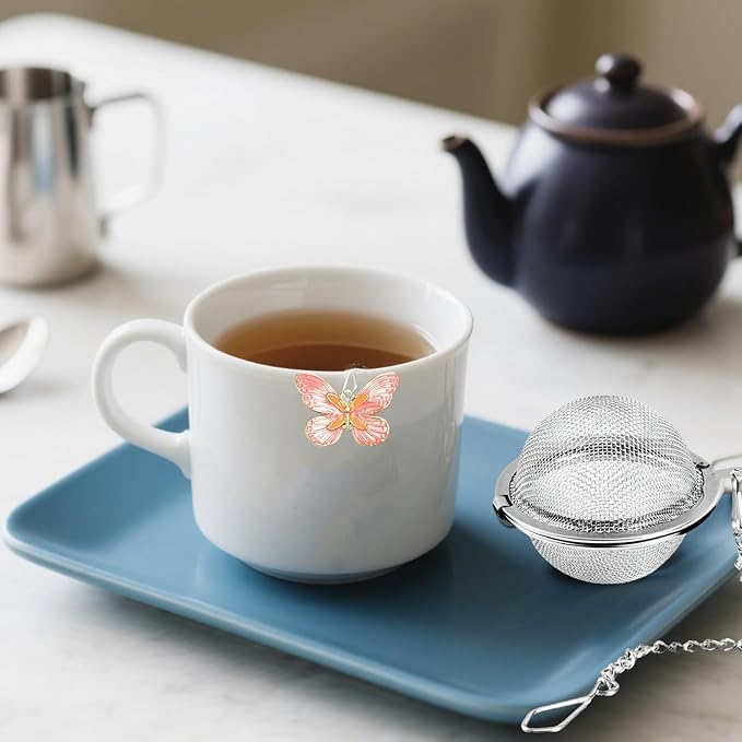 3 Pcs Tea Infusers for Loose Tea Leaf Steeper Tea Balls for Loose Tea Diffusers for Loose Tea Stainless Steel Tea Infuser Loose Leaf Tea Steeper with Metal Pendant (Butterfly and Flower)