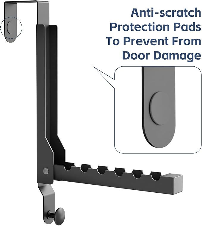 2 Pack Over The Door Hanger Foldable Heavy Duty Over The Door Hooks Hanger,Over The Door Drying Rack for Laundry, Rust-Resistant Over The Door Clothes Hanger, Over Door Hook for Hanging Clothes,Black