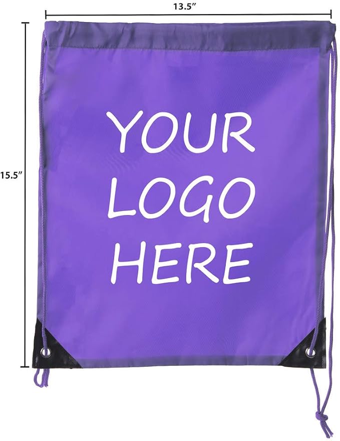 Mato & Hash Custom Bags With Your Logo | 20PK Promotional Drawstring Backpack - 20PK Purple CE2500