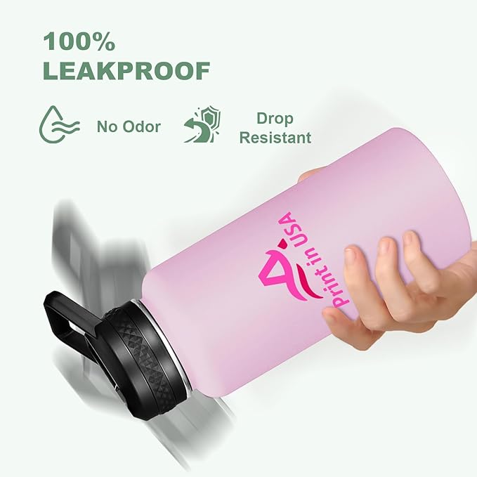 Personalized Custom Print in USA Water Bottle 25Pcs 32oz Stainless Steel Double Wall Coffee Cup with Lid & Straw Insulated Tumbler with Colorful Text Logo Photo