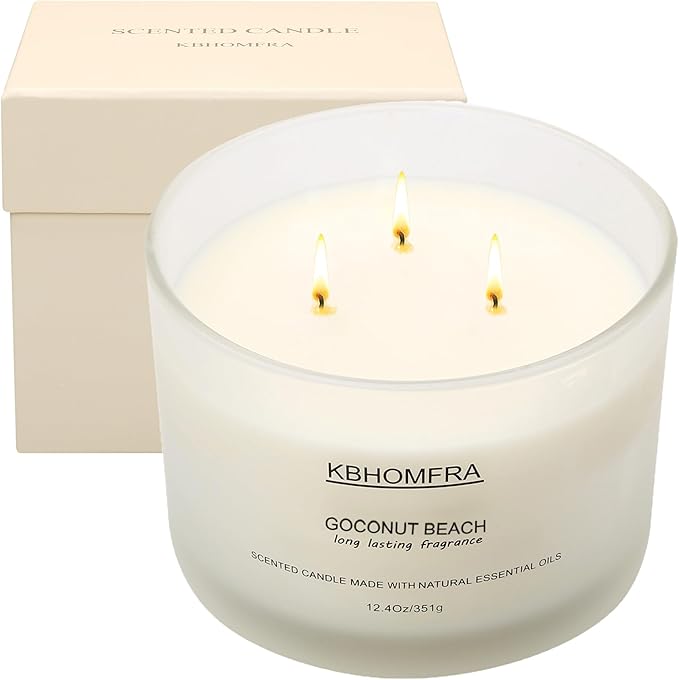 Scented Candle for Home, Coconut Vanilla Fall Candles, Soy Wax 12.4oz Large Capacity,3-Wick 70 Hours Burn,for Festival Luxury Gift,Sleep Decor Relaxation Ambience