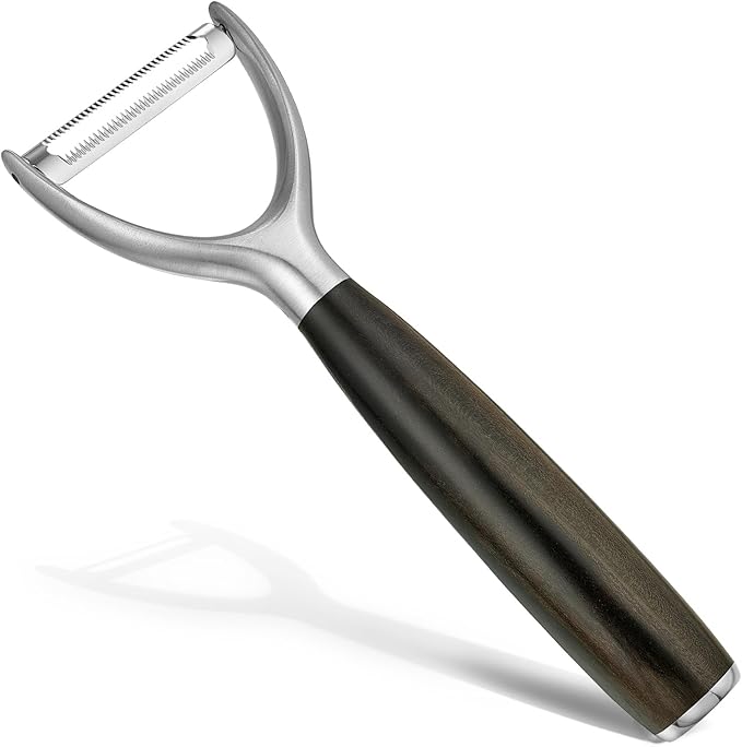 Serrated Blade Premium Y Type 304 Stainless Steel Multifunctional Kitchen Peeler Real Wood Handle Ultra Sharp Blade Vegetable Potato Apple（Agarwood）