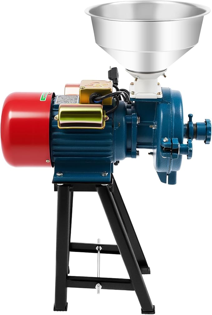 Electric Grain Mill Grinder 220V 2200W Commercial Wet Dry Corn Grinder Heavy Duty Feed Flour Mill Dry Grinding Machine for Cereals Corn Grain Wheat with Funnel