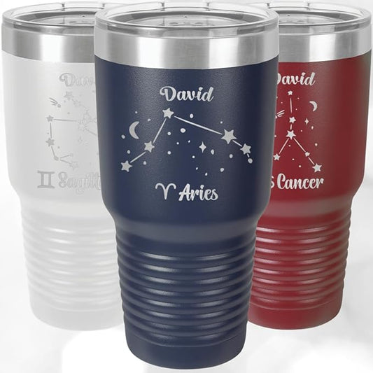 Astrology 30oz Tumbler - Personalized - Laser Engraved - Vacuum Insulated - Stainless Steel - 30 oz Tumbler with Lid - Friend Gift - Work Cup
