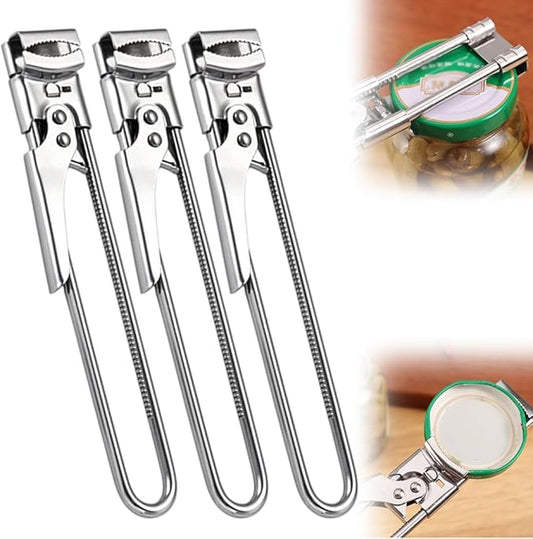 Adjustable Stainless Steel Jar Opener, 2026 Upgraded Easy Grip Jar Opener, Adjustable Bottle Can Opener for Weak Hands Seniors, Lid Remover Tool Kitchen Gadgets 3 Pcs