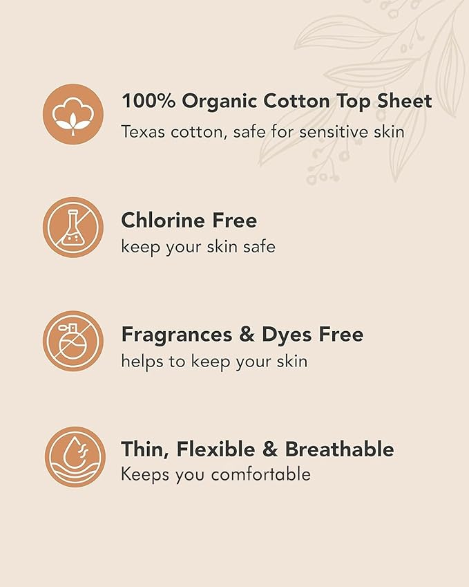 Unscented Ultra Thin Sanitary Pads (32 Count, Regular) – Organic Cotton Feminine Pads with Wings for Women, Super Absorbent & Soft, Period Protection, Hypoallergenic