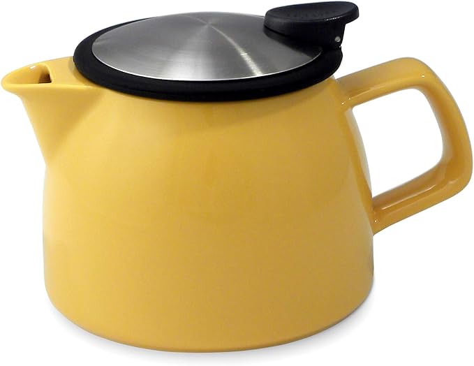 FORLIFE Bell Ceramic Teapot with Basket Infuser, 16-Ounce/470ml, Mandarin