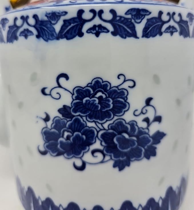 Large Teapot Blue and White Porcelain Tea Pot 6 Cup Store 64 Ounce China, Coffee Pot (64)