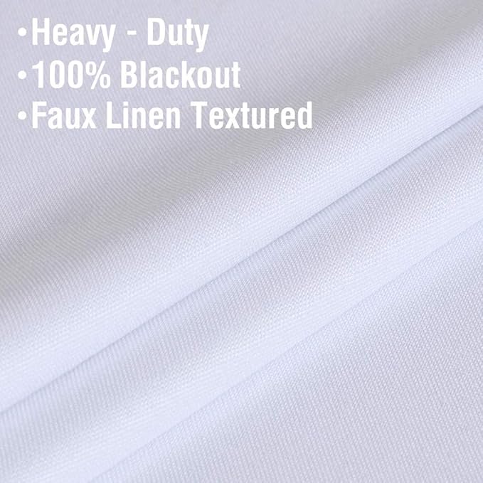 H.VERSAILTEX 100% Blackout Curtains for Bedroom 108 Inches Long Grommet Linen Face Full Light Blocking Curtain Drapes for Living Room Thermal Insulated Linen Look Curtains 2 Panels Set, Bright White