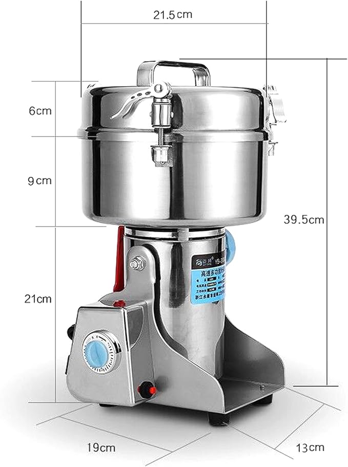 110V Electric Grain Mill, Electric Grain Grinder Stainless Steel Mill 1400R/m Small Electric Grain Grinding Machine Pulverizer Grinder Machine for Kitchen Dry Grains Wheat Spices(Silver/Style A)